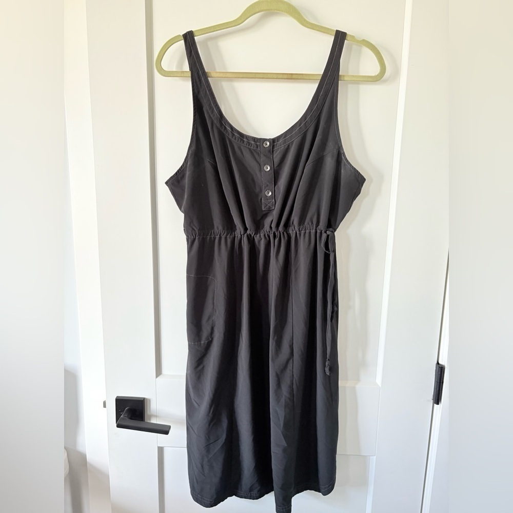 Eddie Bauer Black Button-Front Midi Dress